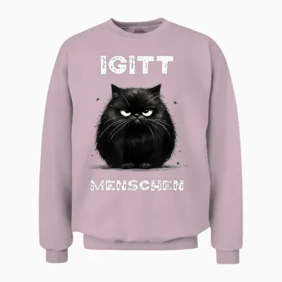 Lustiges Katzen Spruch T-Shirt Igitt Menschen T-Shirt, Black Unisex Sweatshirt - Light Pink