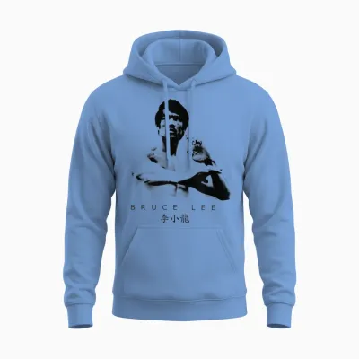 Bruce Lee on Guard Pose Epic Shot T-Shirt, White, S Unisex Hoodie - Carolina Blue