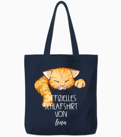 Offizielles Schlafshirt Von Lena Nachthemd Katzen Tote Bags - Navy