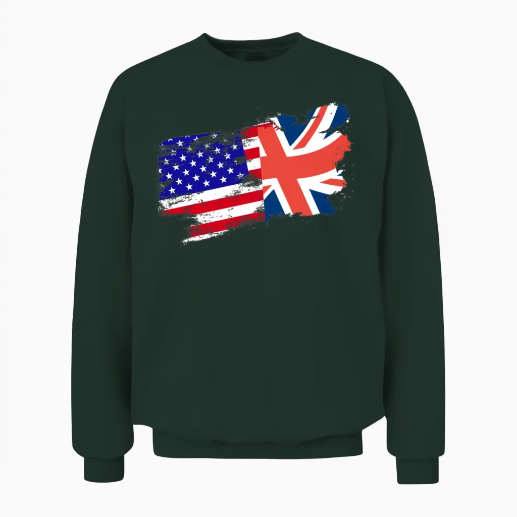Usa Uk Patriotic & 4th of July Unisex Sweatshirt in Forest