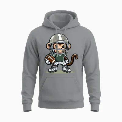Cute American Football Player Monkey Unisex Hoodie - Sport Grey
