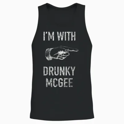 Couple St Patricks Day Shirts I'm with Drunky Mcgee Funny Unisex Tank Top - Black