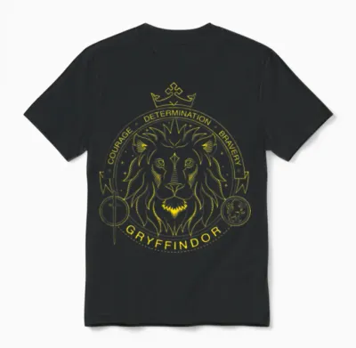 Harry Potter Gryffindor Lion Unisex T-Shirt - Black