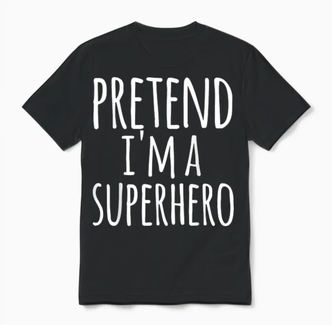 Funny Easy Lazy Halloween Pretend I'm a Superhero Costume Unisex T-Shirt in Black
