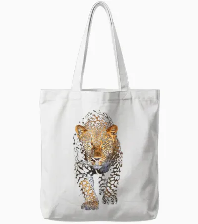 Leopard Portrait Animal Illustration Art Leopard Tote Bags - White