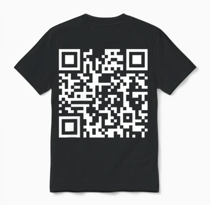 (2 Sides) Funny Qr Fck You Code Middle Finger Saying Quote Unisex T-Shirt in Black