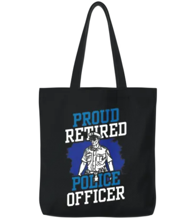 Proud Retired Police Officer Retirement Cop Tote Bags - Black