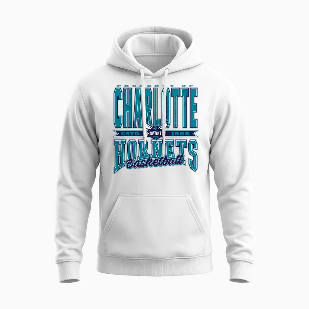 Nba Charlotte Hornets : Action Continue Unisex Hoodie in White