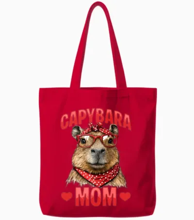 Funny Capybara Dad Tote Bags - Red