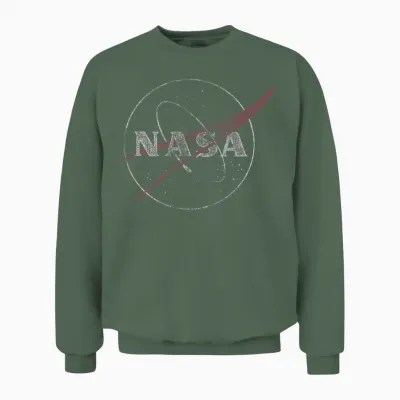Nasa Retro Distressed Bug Logo Space Exploration Science Unisex Sweatshirt - Military Green