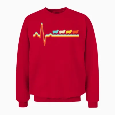 Sheep Retro Heartbeat Unisex Sweatshirt - Red