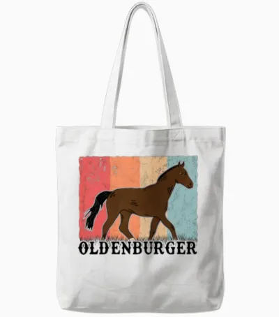 Oldenburg Horse Retro Tote Bags - White
