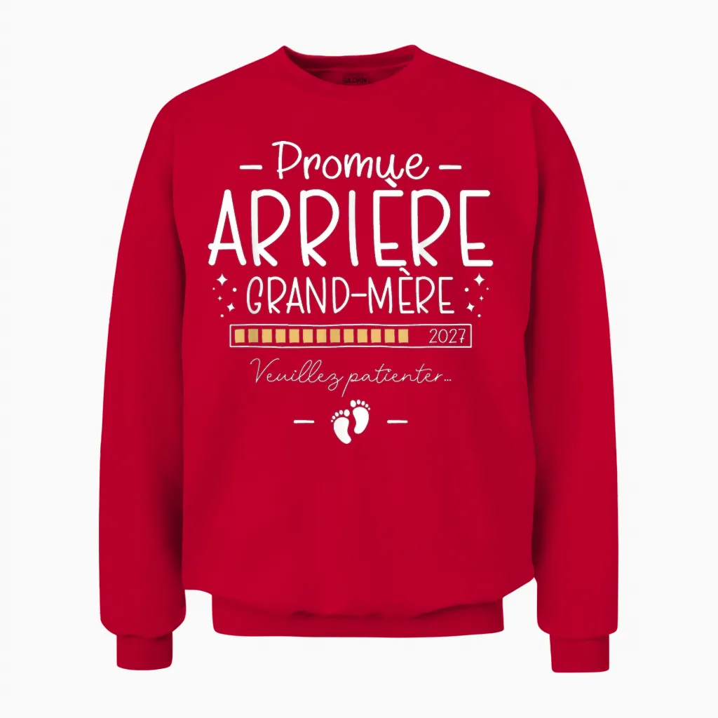 Annonce Future Arrière Mamie Promue Arrière Grand Mère 2027 Unisex Sweatshirt in Red