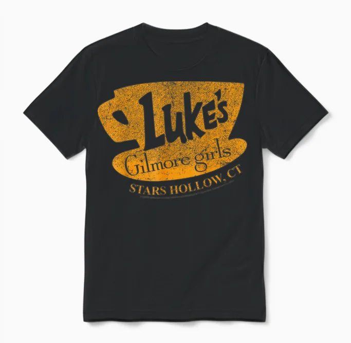 Gilmore Girls Luke's Diner Stars Hollow Distressed Unisex T-Shirt in Black