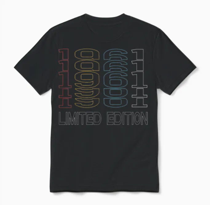 Limited Edition 1961 Birthday 1961 Vintage Retro Unisex T-Shirt in Black