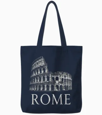 Colosseum Rome Italy Historical Monument Travel Ancient Tote Bags - Navy