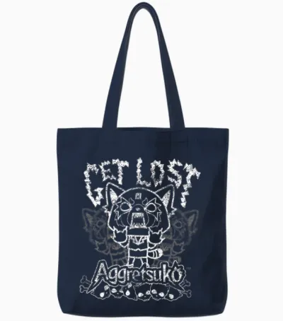 Aggretsuko "get Lost" Rage Tote Bags - Navy