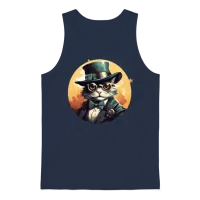 Retro Cat — Lovers Gift Unisex Tank Top - Navy – 1