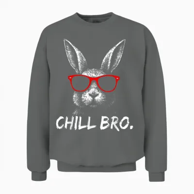 Chill Bro Cool Rabbit with Sunglasses Gamer Rabbit Easter Unisex Sweatshirt - Graphite Heather