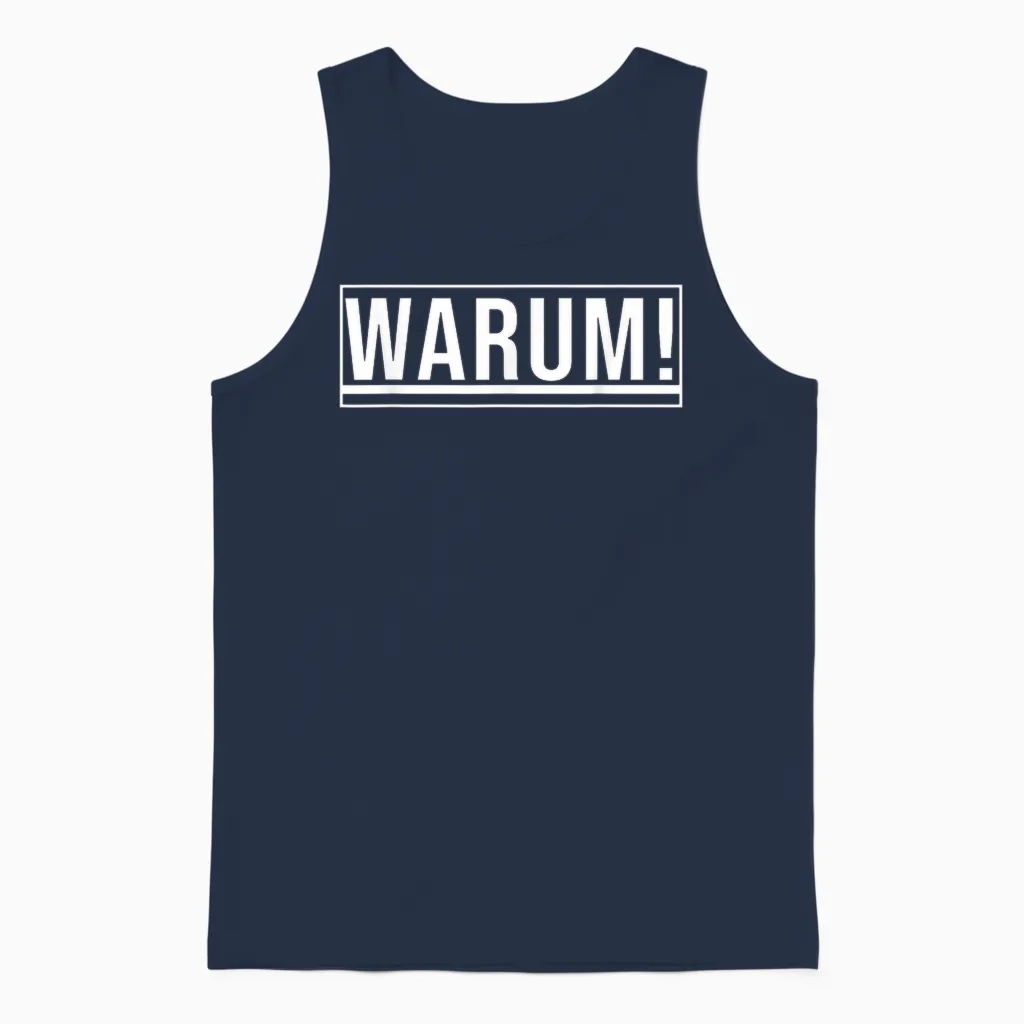 Lustiges Wort - Warum! Unisex Tank Top in Navy