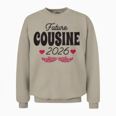 Future Cousine 2026 Pregnancy Announcement Unisex Sweatshirt - Sand