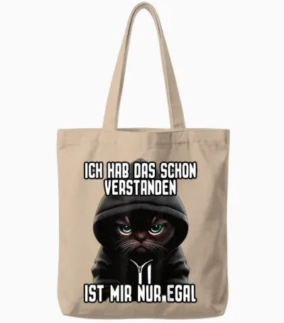 Cute Cat T-Shirt with German Text "ich Hab Das Schon Verstanden Ist Mir Nur Egal [german Language] Tote Bags - Natural