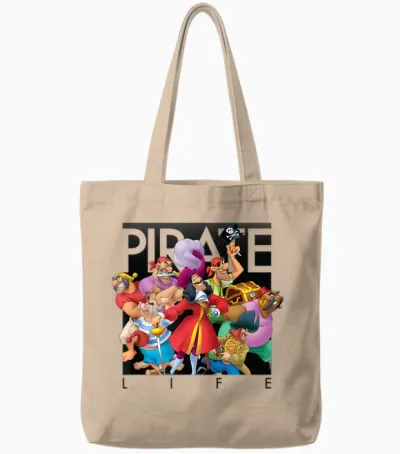 Disney - Pirate Life Captain Hook Tote Bags - Natural