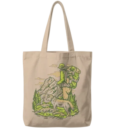 Hiking with Dog Tote Bags - Natural