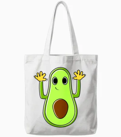 Funny Avocado Cartoon Tote Bags - White