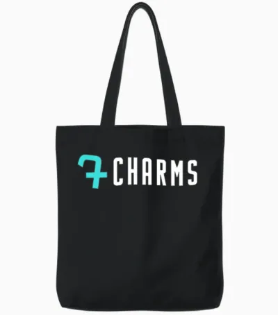 7charms Logo Turquoise/white Tote Bags - Black