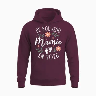 New Granny 2026 - Announcement 2nd Pregnancy Grand Parents Unisex Hoodie - Maroon