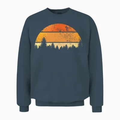 Retro Sunset Forest Unisex Sweatshirt - Dark Heather