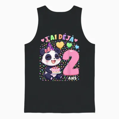 Fille 2e Anniversaire Cadeau 2 Ans Panda Unisex Tank Top - Black
