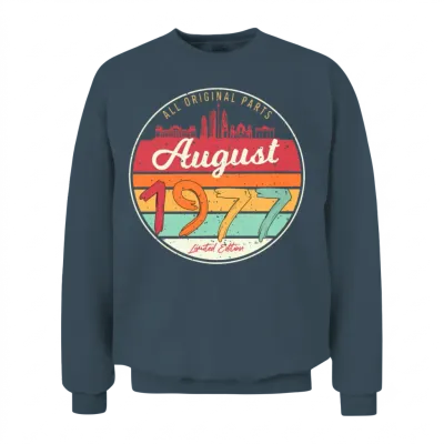 1977 August Retro Unisex Sweatshirt - Dark Heather