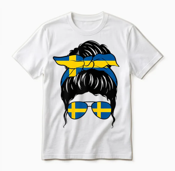 Schwedisches Mädchen Schweden Schwedische Flagge Stolze Schwedische Frau Unisex T-Shirt in White