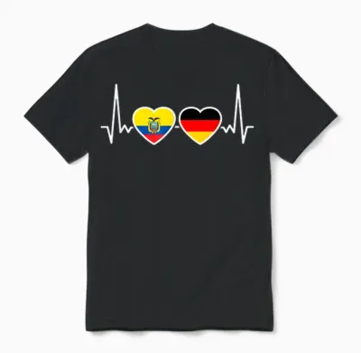 Ecuador Deutschland Herzschlag Flagge Ecuadorianer Unisex T-Shirt - Black