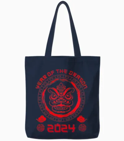 2024 Year of Dragon Chinese New Year Party Tote Bags - Navy