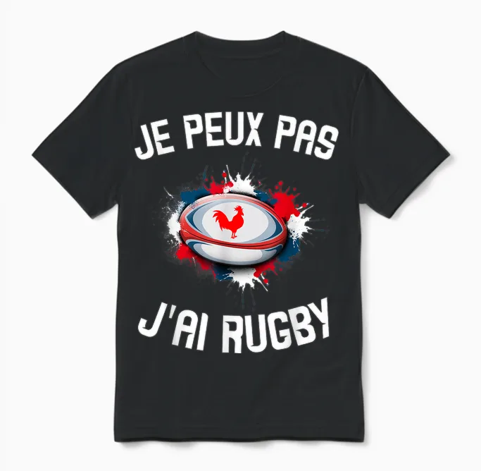 Children's Rugby Jersey "je Peux Pas J'ai Rugby" Unisex T-Shirt in Black