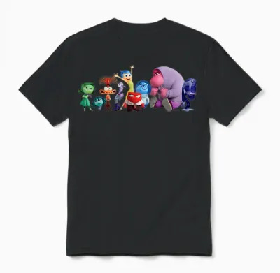 Disney and Pixar's Inside Out 2 Emotions Group All Together T-Shirt, Black Unisex T-Shirt - Black