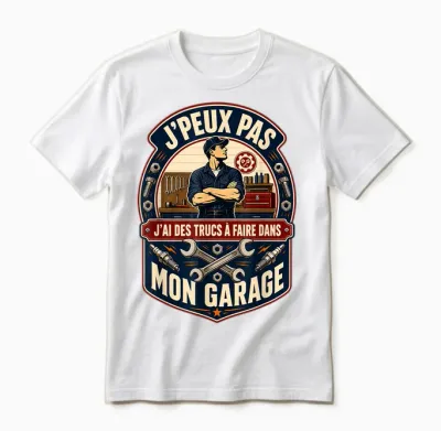 J'peux Pas Mon Garage Papa Bricoleur Fête Des Pères Unisex T-Shirt - White
