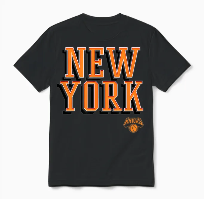 Logo Nba - New York Knicks City Wordmark Unisex T-Shirt in Black
