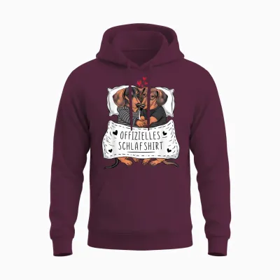 Offizielles Schlafshirt Süßes Dackel Paar Schlaf Unisex Hoodie - Maroon