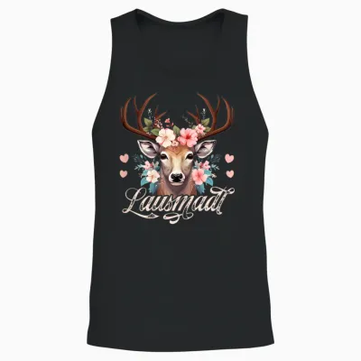 Dirndl Trachtenshirt Damen Lausmadl T-Shirt Mädchen Trachten Unisex Tank Top - Black