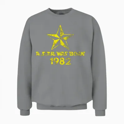 Star Was Born in 1982, Year of Birth, Gift Unisex Sweatshirt - Sport Grey