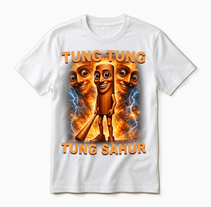 Tung Tung Tung Sahur Is Calling Funny Italian Brainrot Unisex T-Shirt in White