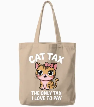 Cat Tax Paid Meme - Funny Cute Cat Lover Gift Tote Bags - Natural