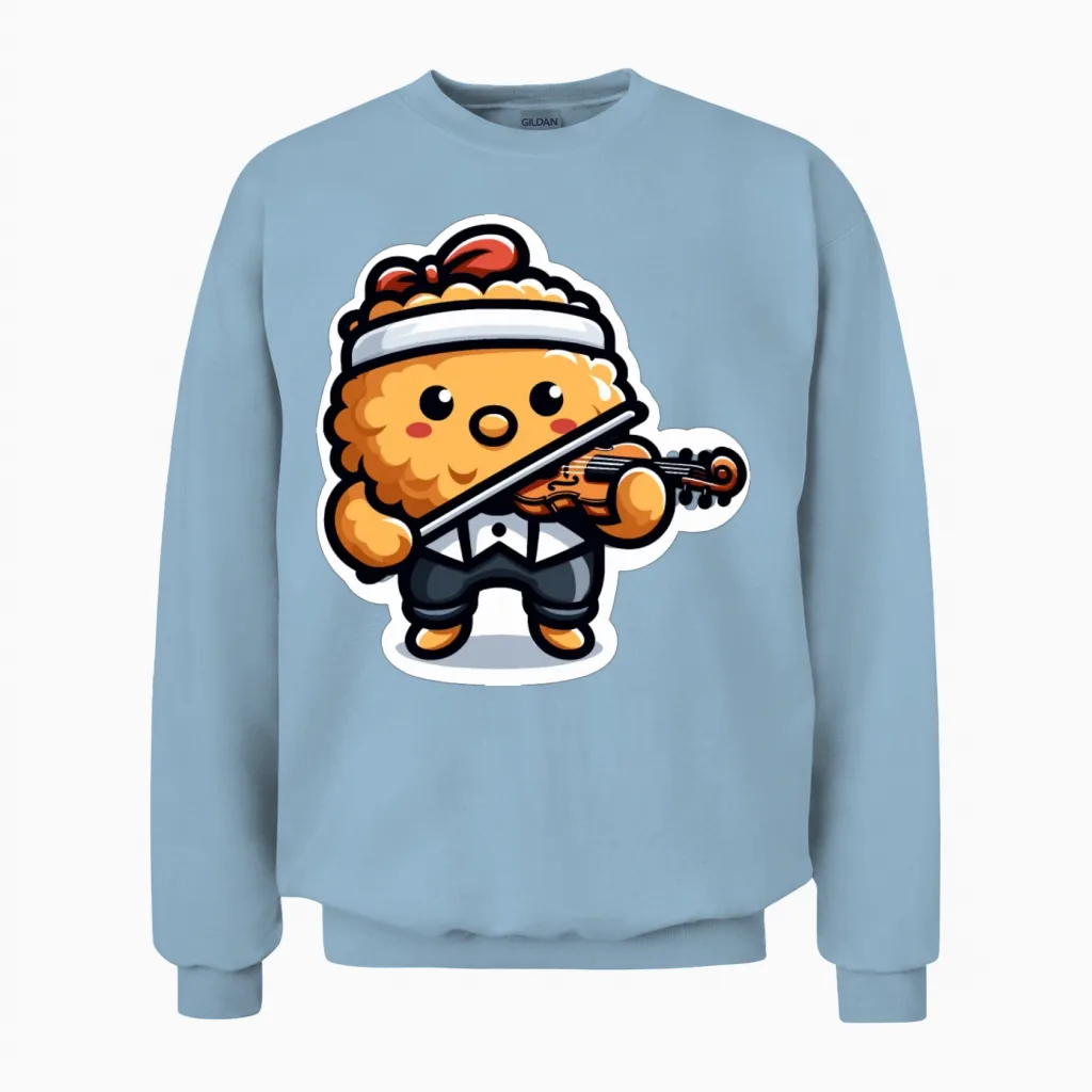 Violin Chicken Nugget Lover Chicken Nugget Violin Unisex Sweatshirt - Light Blue