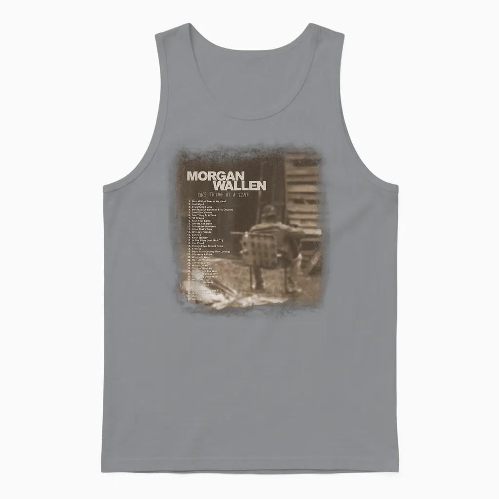Official Morgan Wallen Tracklist Unisex Tank Top in Sport Grey