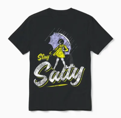 Vintage Salty Meme All These Flavors Girl Holding Umbrella Unisex T-Shirt - Black