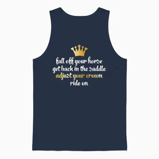 Falling off a Horse Lovers Gift Unisex Tank Top in Navy